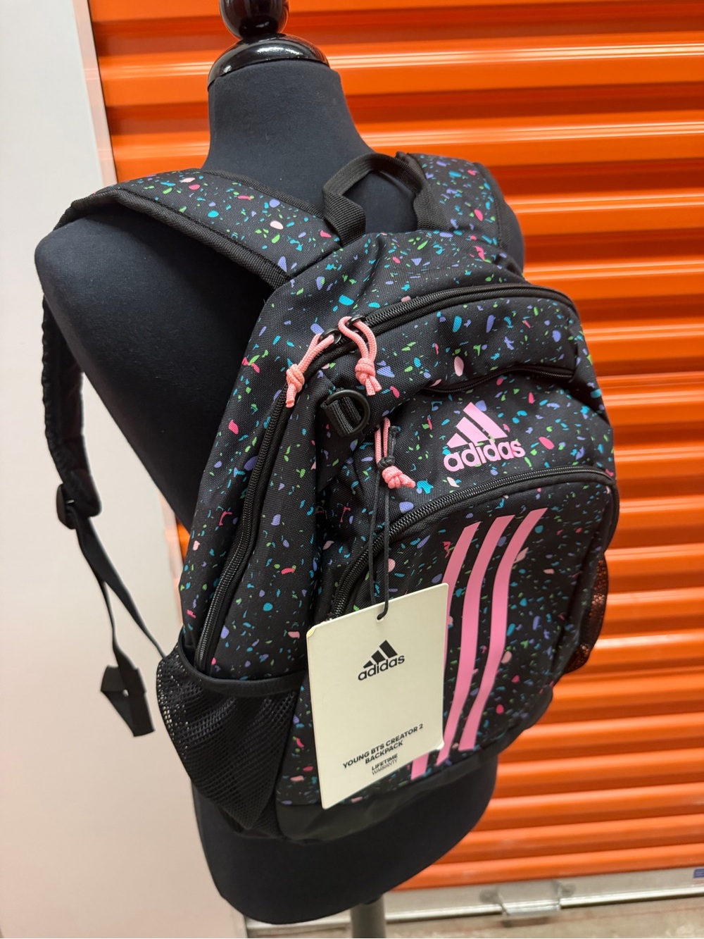NWT Adidas Kids Young Creator 2 Black Backpack with Pink Accents and Multicolor - Picture 6 of 7